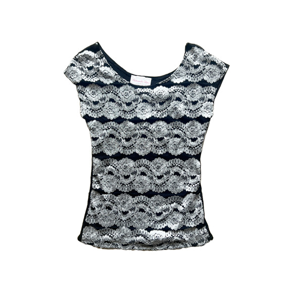 Vtg Y2K Panhandle Slim Top M Black Silver Floral Whimsigoth Fairy Goth McBling - Picture 1 of 6